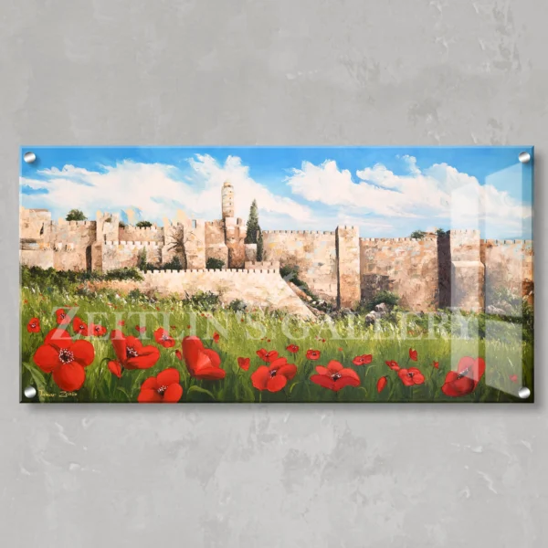 Anemones in Jerusalem panoramic